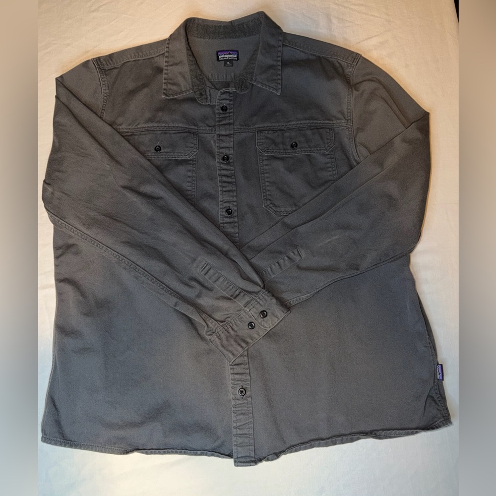 Patagonia Workwear Shirt Mens XL Gray Organic Cotton Utility Button Up